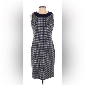 Sara Campbell Knit Jacquard Navy & White Sleeveless Dress Size Small
